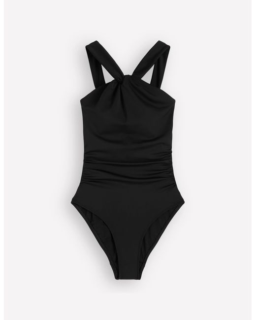Boden Black Pleated Strap Cross Swimsuit
