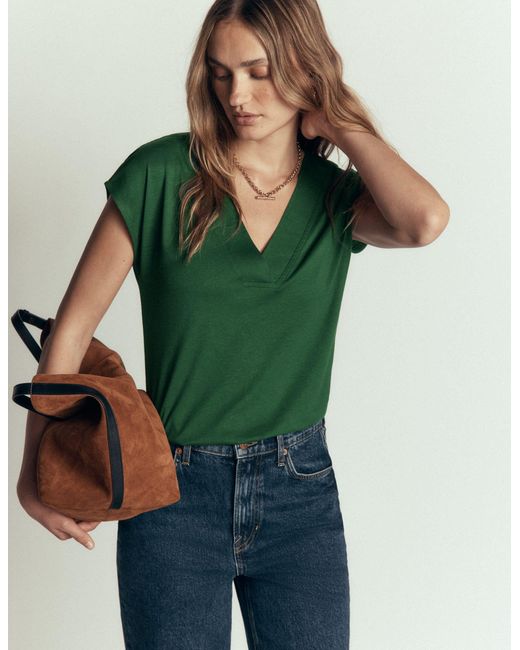 Boden Green Supersoft V-Neck T-Shirt