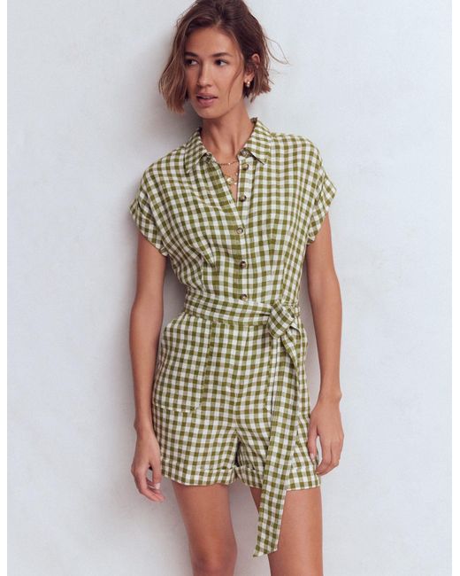 Boden Green Kay Linen Playsuit