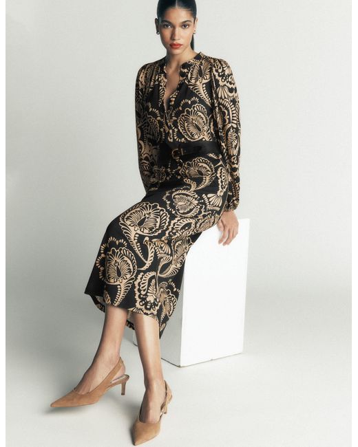 Boden Metallic Eli Belted Jersey Midi Dress