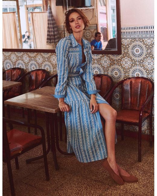 Boden Blue Ellie Cotton Maxi Shirt Dress