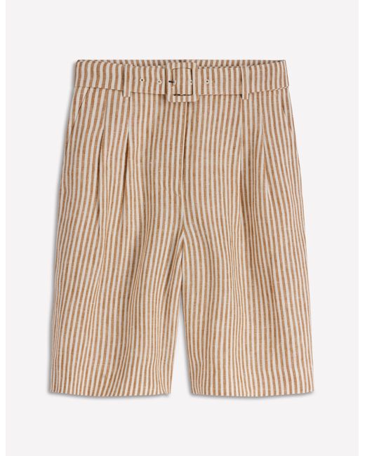 Boden Natural Chelsea Belted Linen Shorts