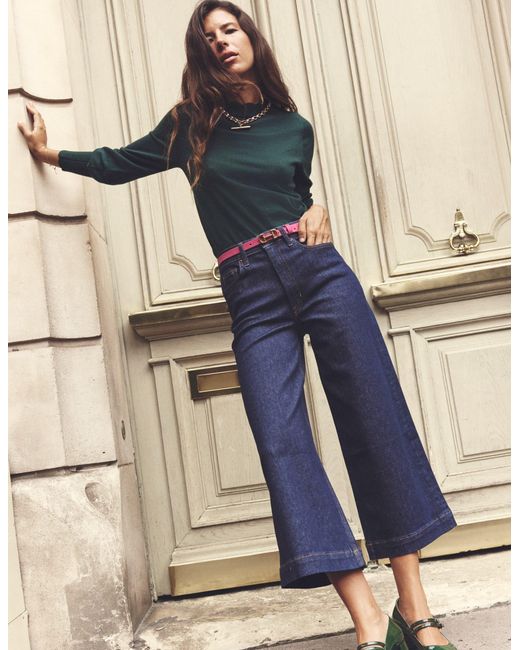 Boden Blue Weite, Verkürzte Jeans Mit Hohem Bund Damen