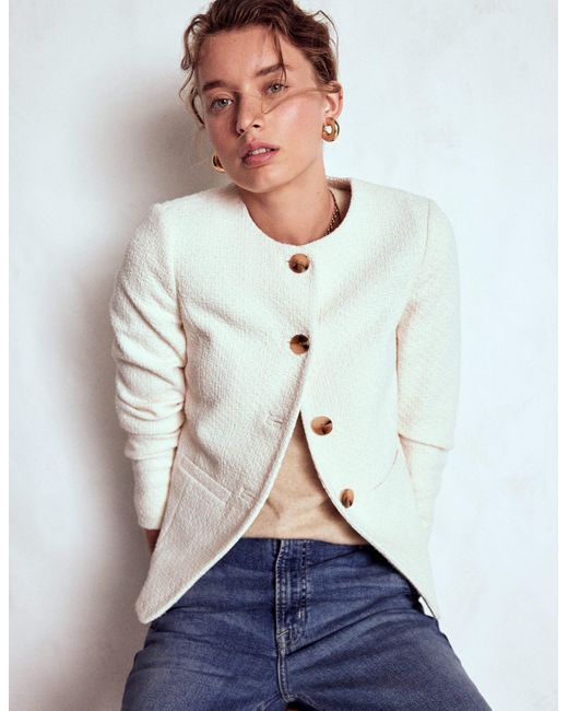 Boden White Hampstead Textured Blazer