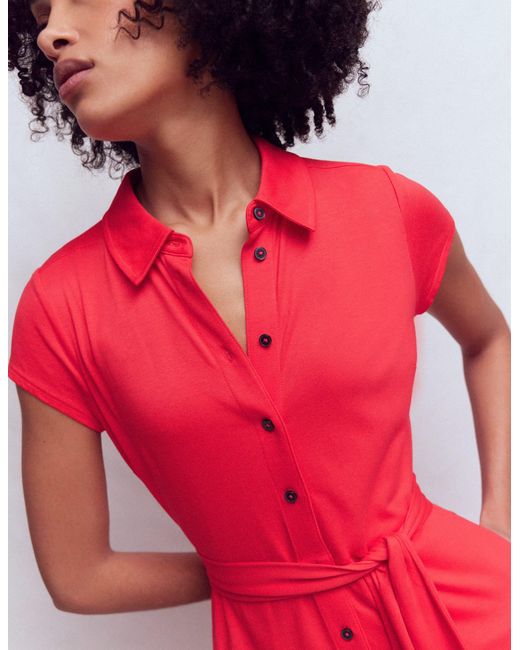 Boden Red Marcia Jersey Shirt Dress