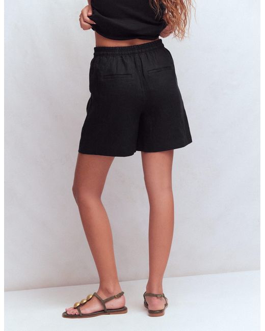 Boden Black Islington Linen Shorts