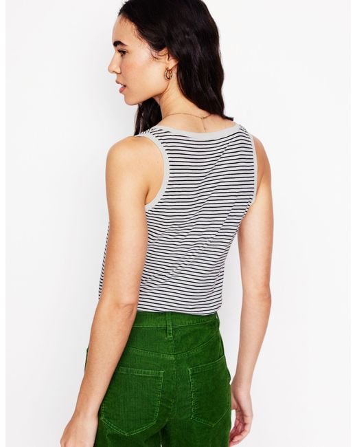 Boden White Regular V-Neck Slub Tank Top
