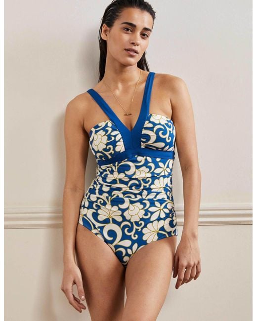 Boden Blue Corsica V-neck Swimsuit Atlantic Ocean