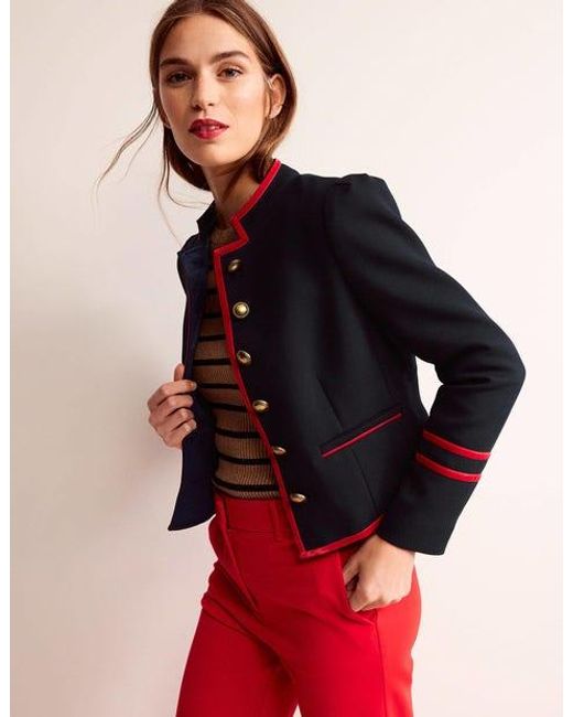 Boden Blue Cambridge Military Jacket French Navy, Red Trim
