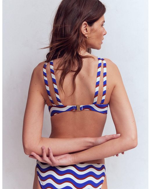 Boden Red Arles Bikini Top-Multi, Wavy Stripe