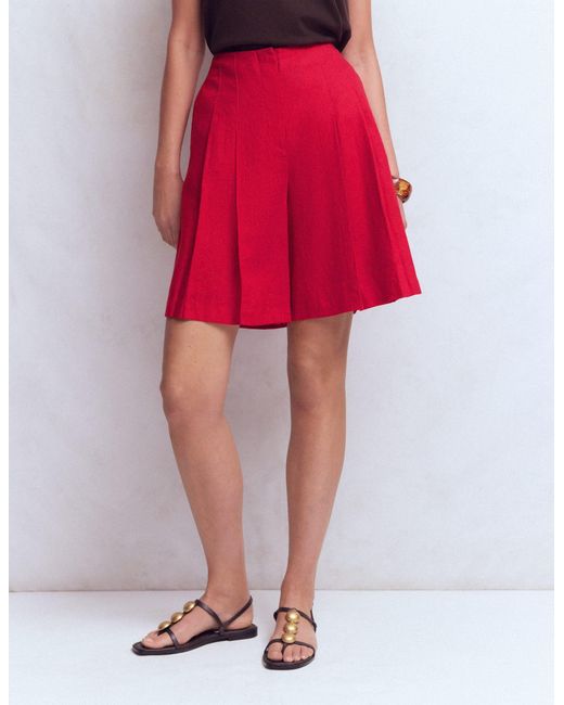 Boden Red Highbury Linen Shorts
