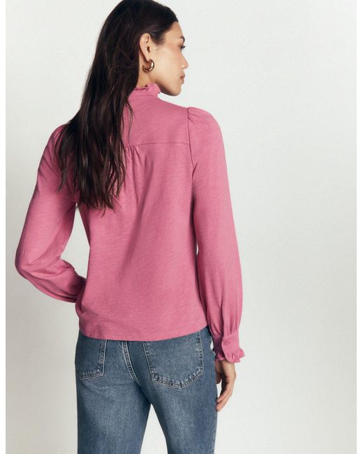 Boden Red Jersey Frill Blouse