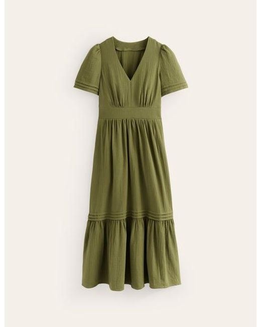 Boden Green Eve Double Cloth Midi Dress