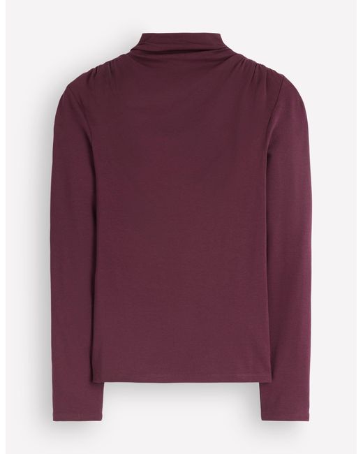 Boden Purple Tia Ruched High Neck Top