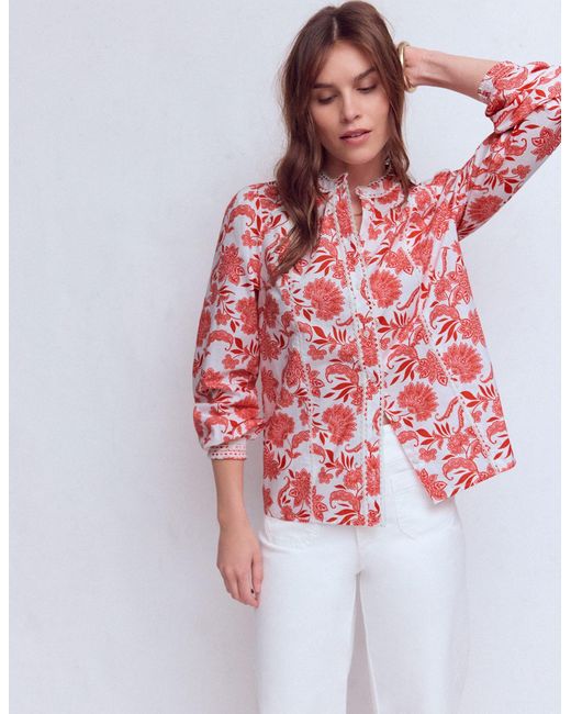 Boden Red Rhea Trim Insert Cotton Top