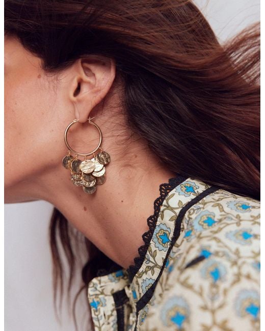 Boden Metallic Hammered Teardrop Hoops