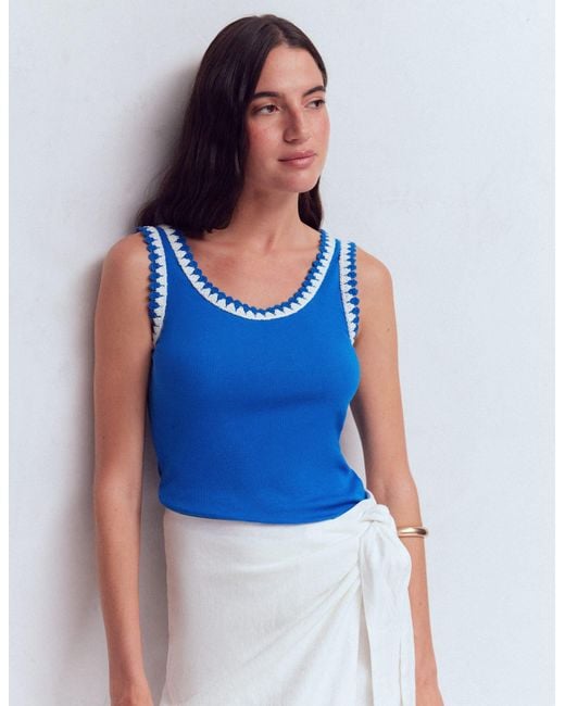 Boden Blue Maddie Trim Detail Vest Top