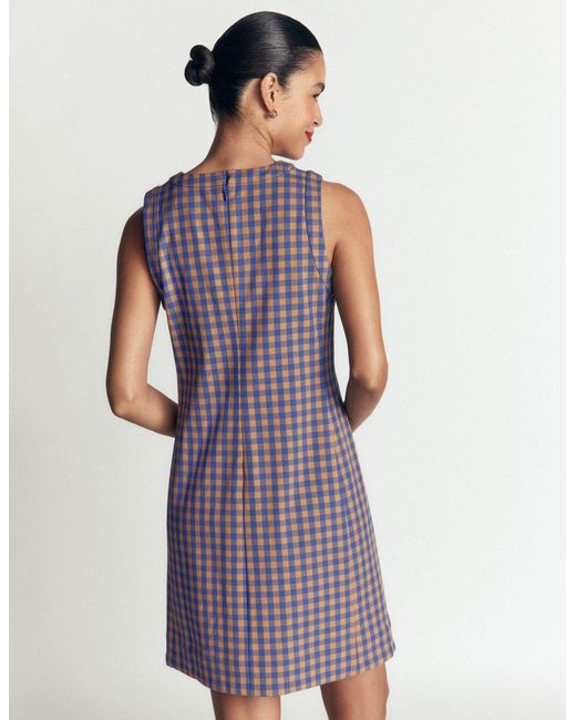 Boden Purple Lou Check Shift Dress