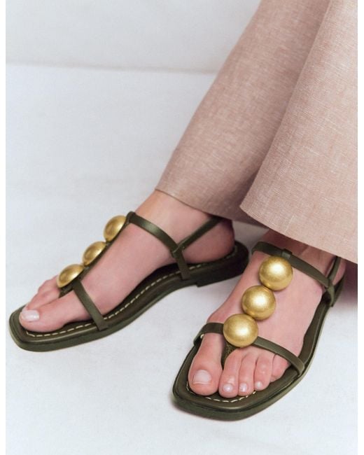 Boden Green Disc Flat Sandals
