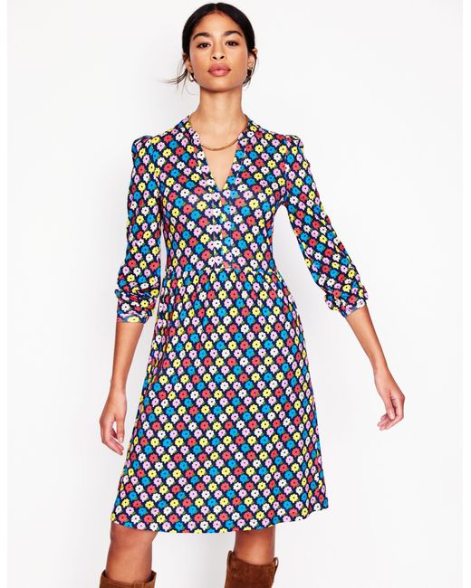 Boden Red Naomi Relaxed Jersey Dress-Multi, Pop Daisy
