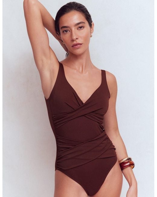 Boden Red Cannes Cross Wrap Swimsuit
