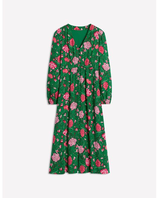 Boden Green Cynthia Button Tea Dress