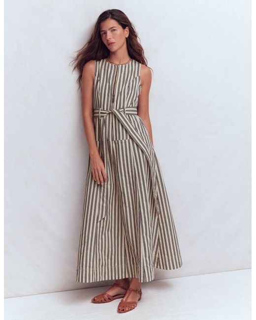 Boden White Sleeveless Zip Denim Dress