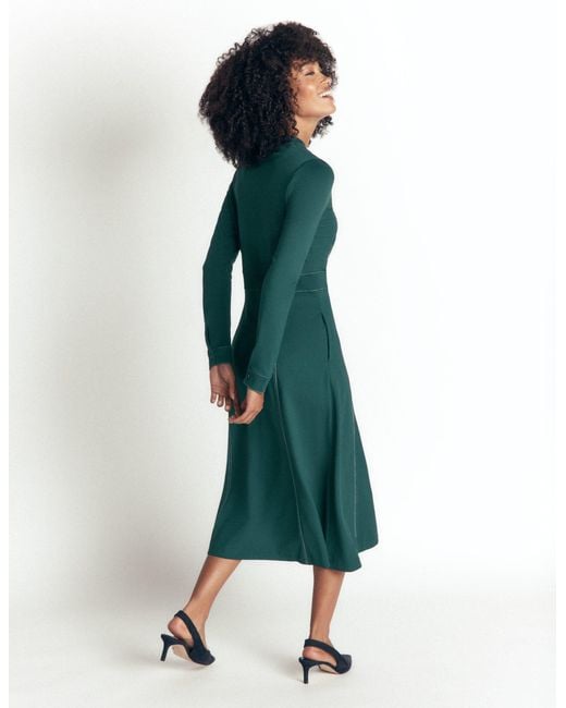 Boden Green Alex Ponte Contrast Midi Dress