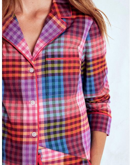 Boden Red Brushed Cotton Pyjama Shirt