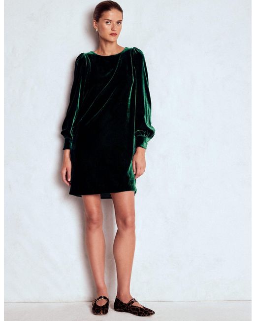 Boden Black Estella Velvet Shift Dress