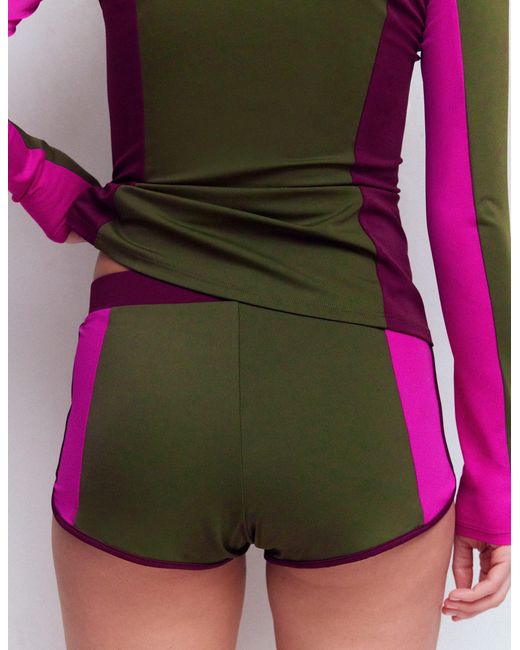 Boden Purple Rash Guard Swim Shorts