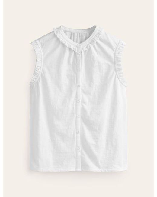 Boden White Olive Sleeveless Shirt