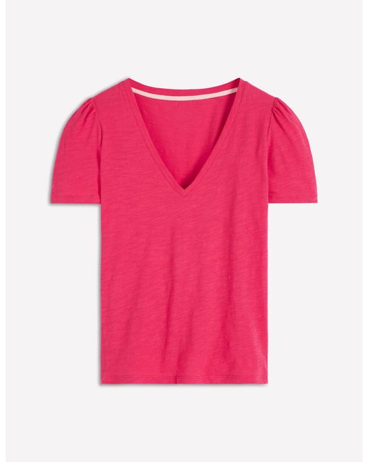 Boden Pink Sophie V-Neck Slub T-Shirt