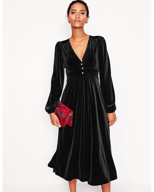 Boden Black Jocelyn Velvet Tea Dress