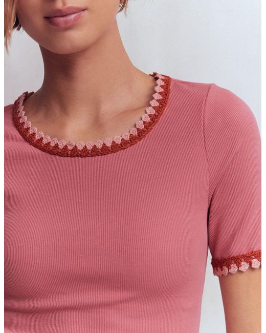 Boden Red Maddie Trim Detail T-Shirt