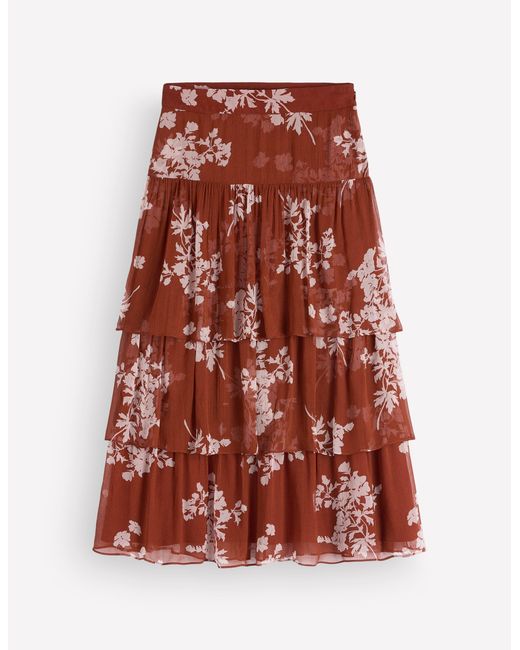 Boden Tiered Ruffle Midi Skirt
