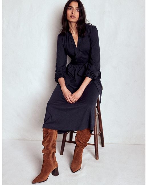 Boden Blue Naomi Long Sleeve Jersey Dress