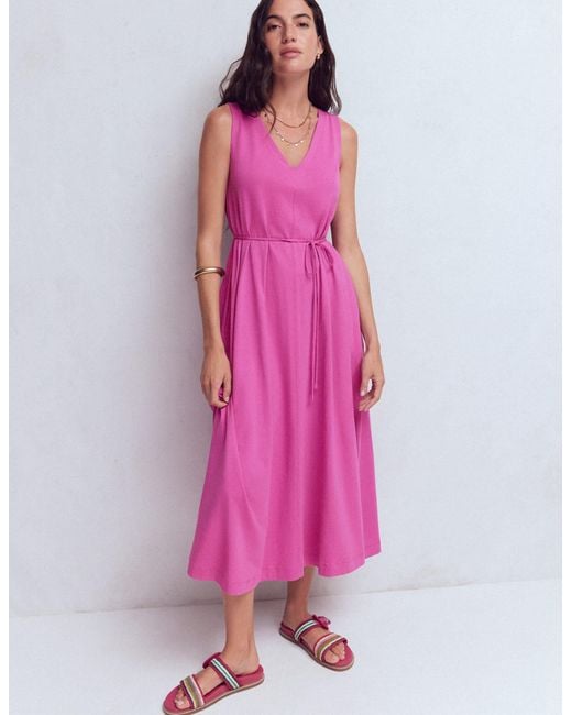 Boden Pink Mia V-Neck Jersey Midi Dress