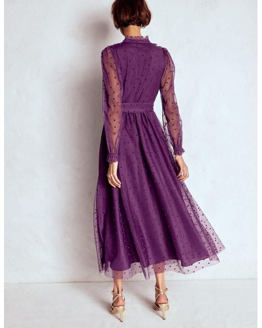 Boden Purple Tulle Ruffle Maxi Dress