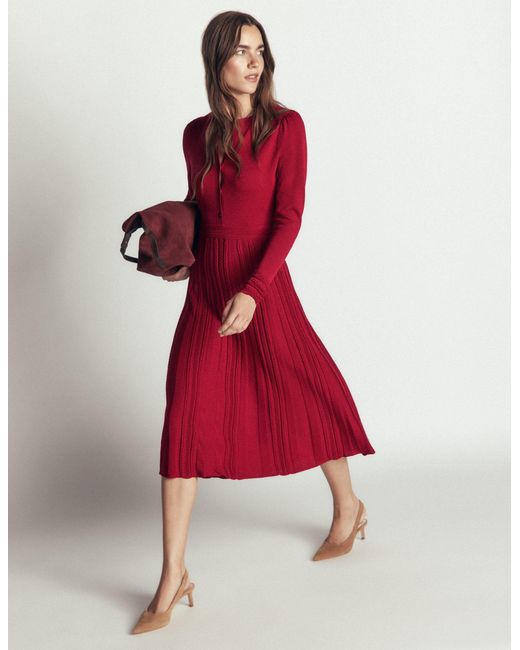 Boden Red Cable Stitch Knitted Dress