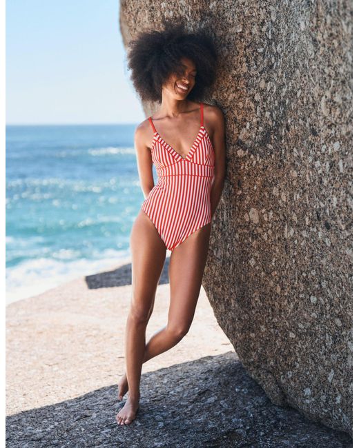 Boden Pink Kasos String V Neck Swimsuit