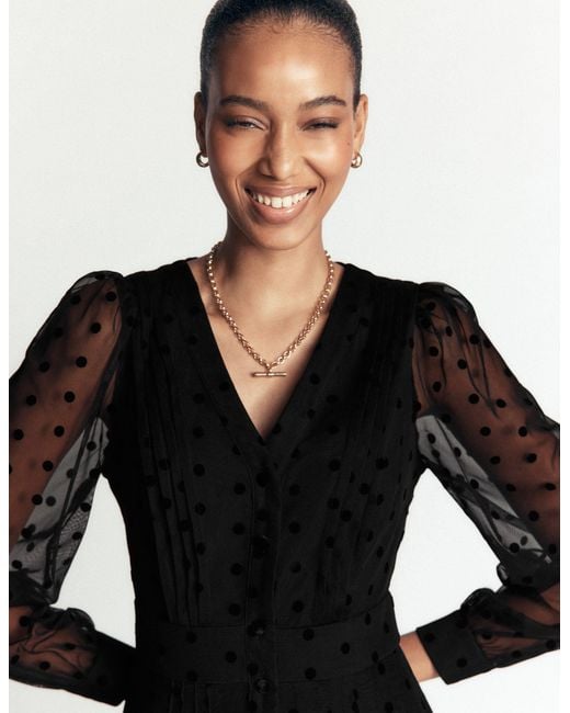 Boden Black Pleated Tulle Midi Dress