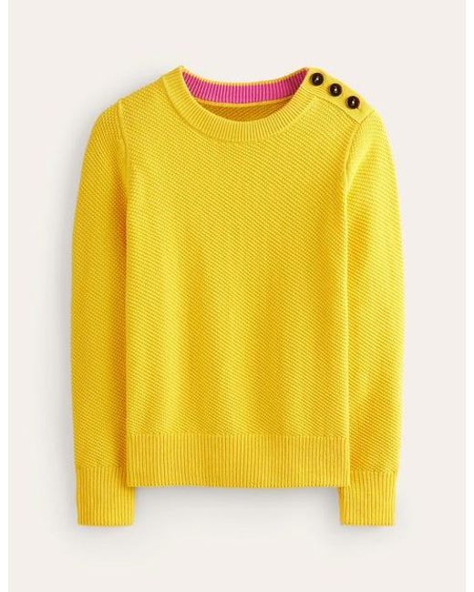 Boden Yellow Button Detail Stitch Sweater