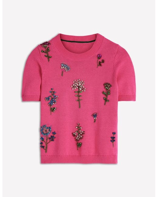 Boden Red Embellished T-Shirt