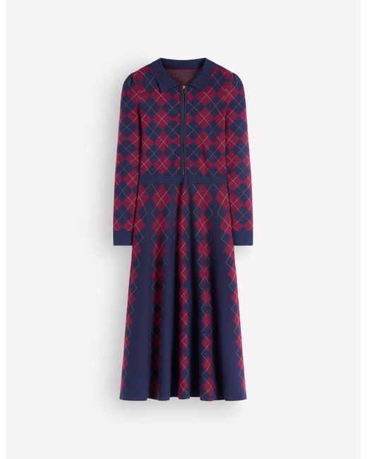 Boden Blue Fiona Zip Front Knitted Dress