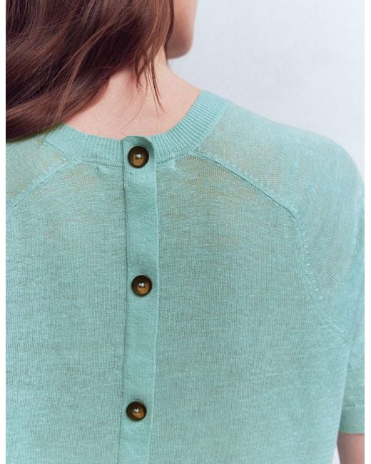 Boden Green Agnes Linen Button T-Shirt