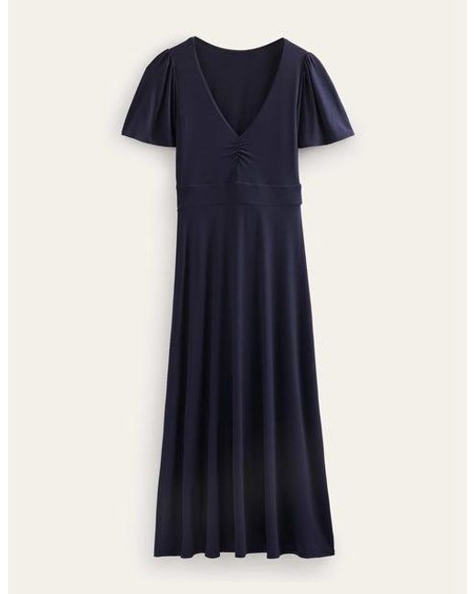 Boden Blue V-neck Jersey Midi Dress