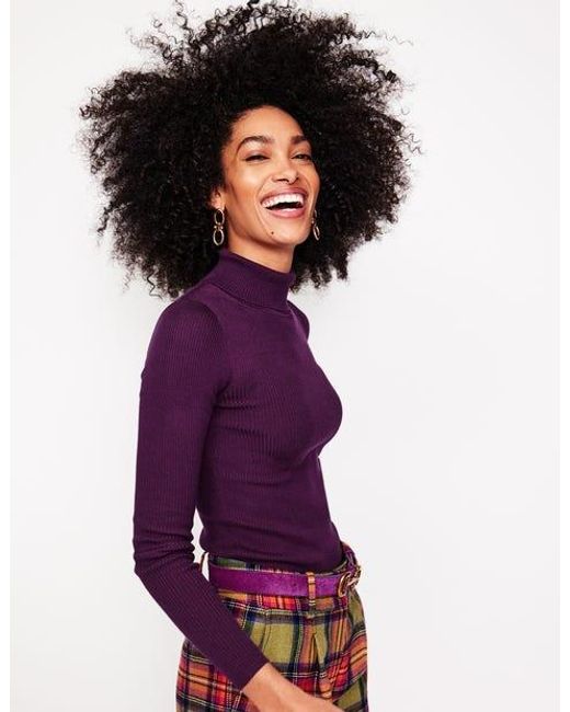 Boden Purple Catriona Roll Neck Jumper