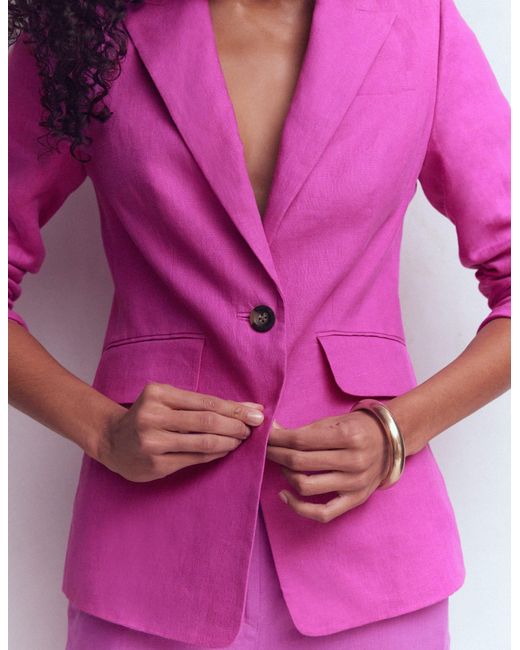 Boden Pink Stamford Linen Blazer