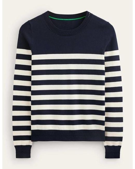 Boden Blue Catriona Cotton Crew Jumper